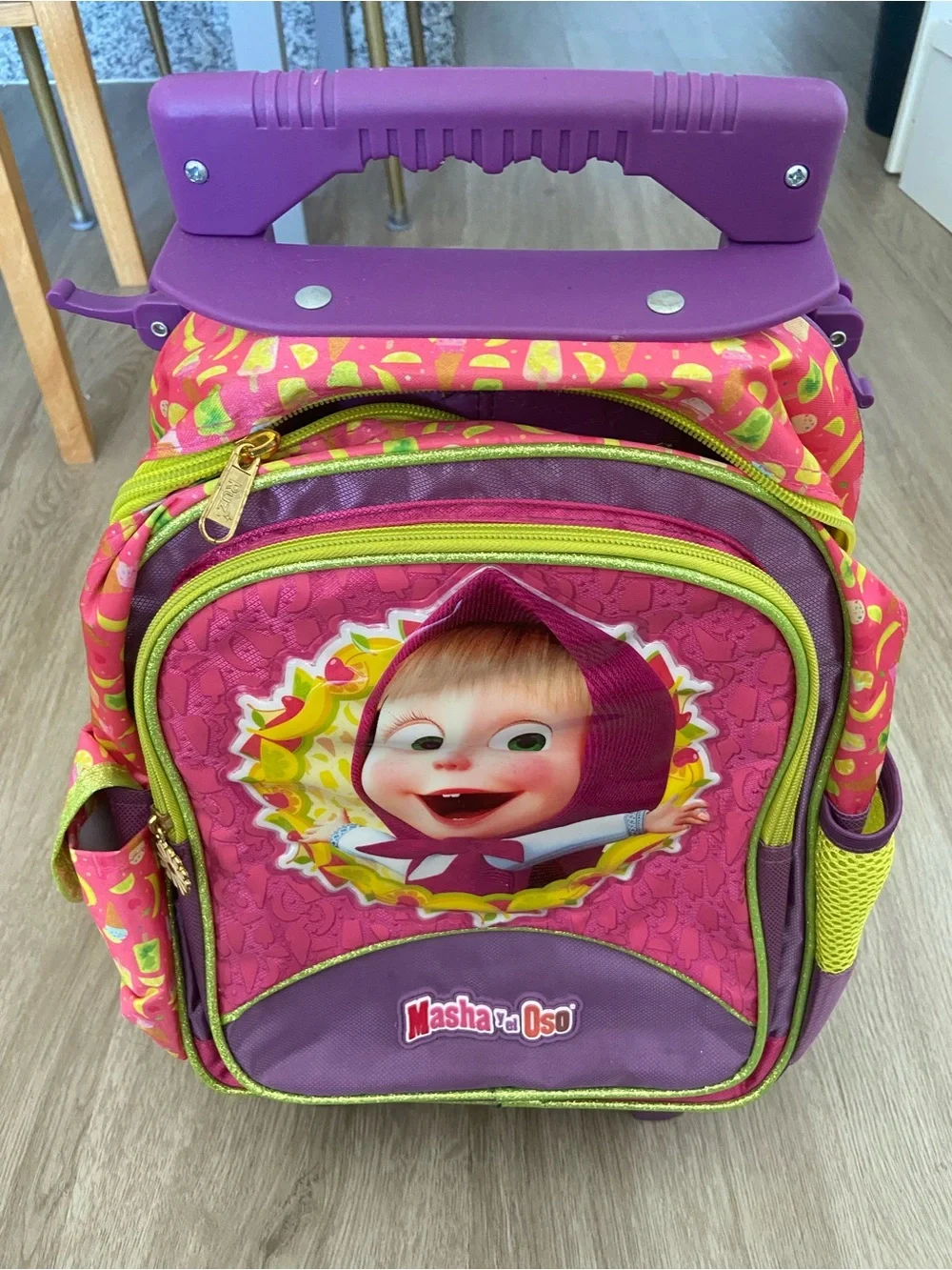 Masha and the Bear Pink Kids Trolley Backpack New